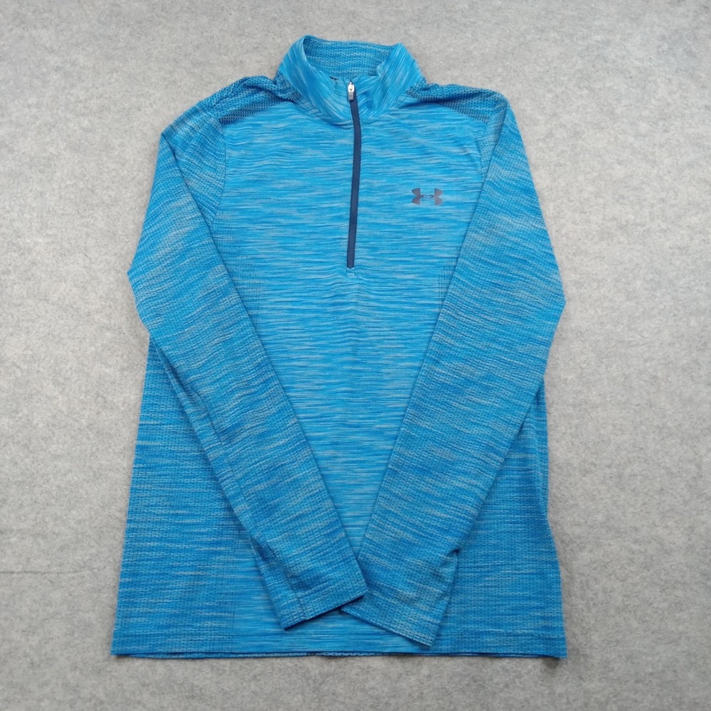 Under Armour Pullover Mens Small Blue HeatGear 1/4 Zip Long Sleeve Athletic Top